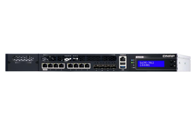 QNAP 1U | Intel Xeon D-2146NT (8x 2.3GHz) | 32GB DDR4 2666 MHz | 2x 2.5" SATA | 4x 10GbE SFP+ | 8x RJ-45 (QUCPE-7012-D2146NT-32G)
