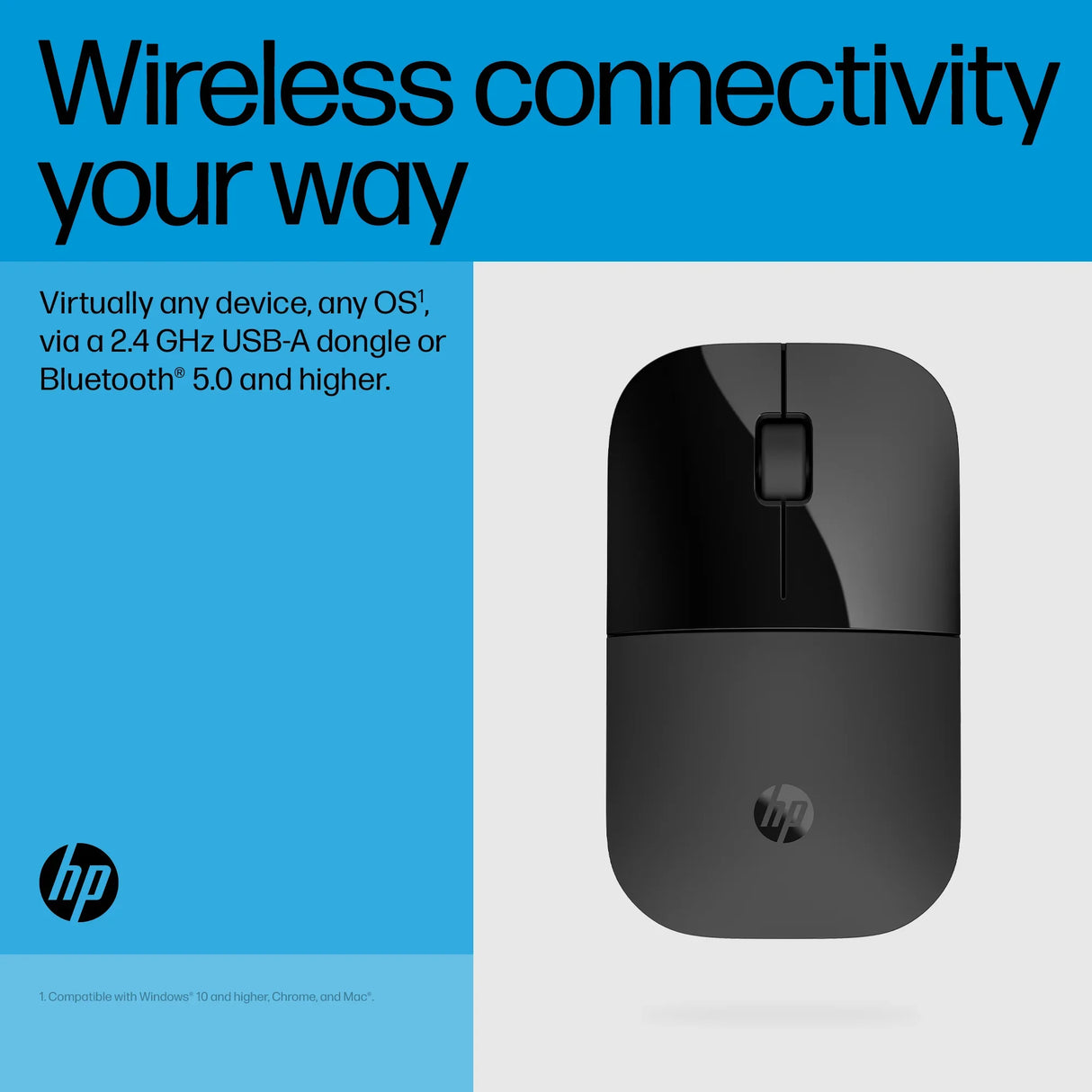 HP Z3700 – Wireless (Bluetooth + 2.4GHz) / 1200 DPI / Lightweight – Travel Wireless Mouse