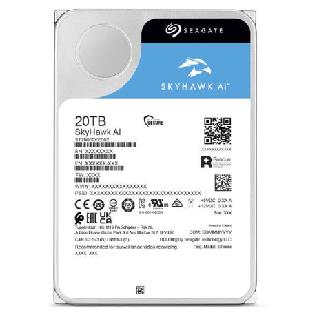 SEAGATE 20 TB | 3.5" | SATA III | 32 AI Channels (ST20000VE002)