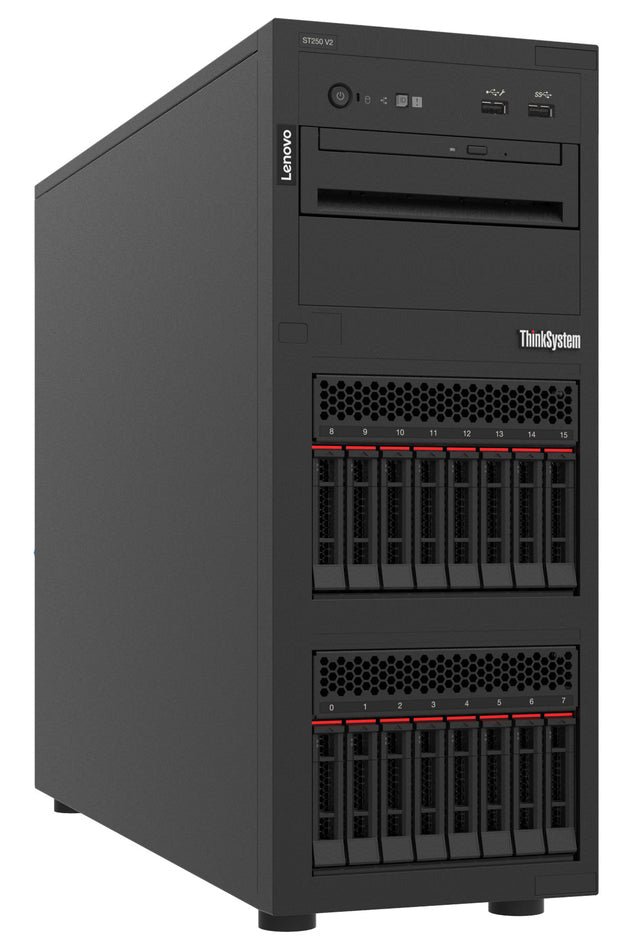 LENOVO ThinkSystem ST250 V2 Tower Server Intel Xeon E E-2324G 16GB