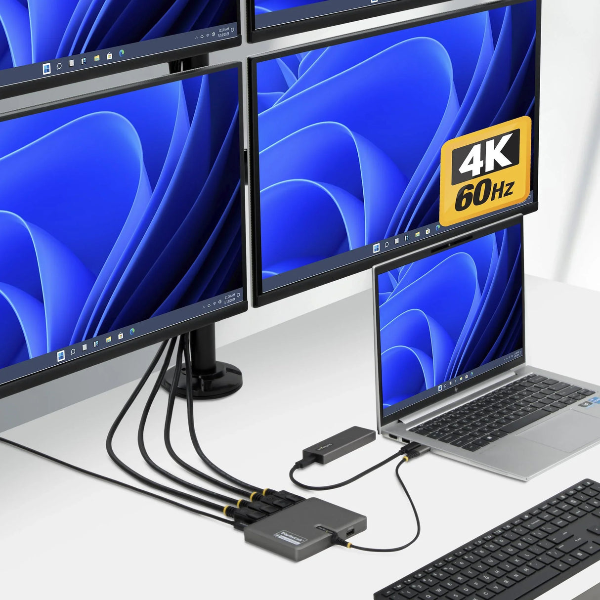 STARTECH QUAD-USB-DP-ADAPT – USB-C / 140W PD / 4x DisplayPort / USB-A – Docking Station