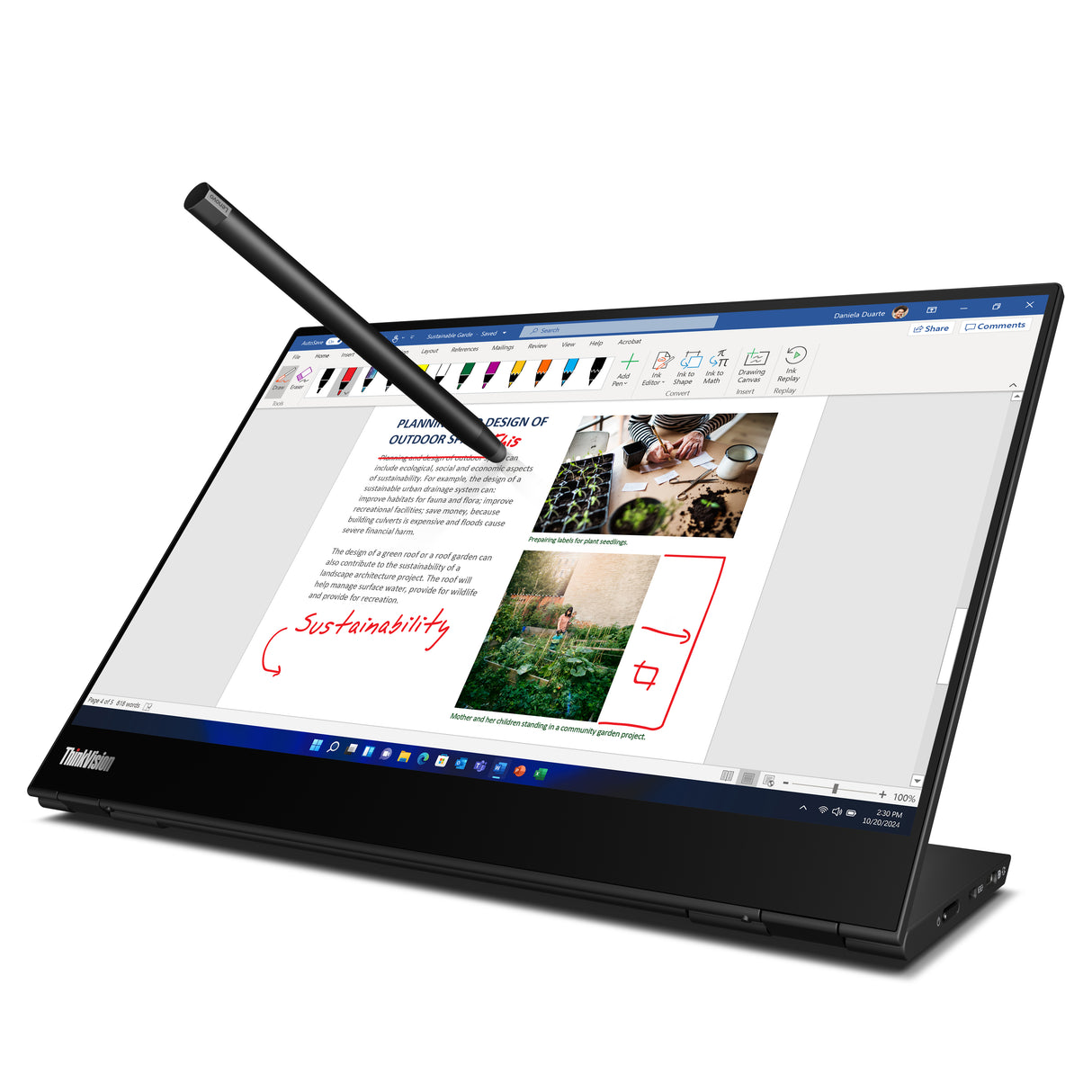Lenovo ThinkVision M14t Gen 2 Monitor – 14" / QHD / IPS / 60Hz – Business Monitor