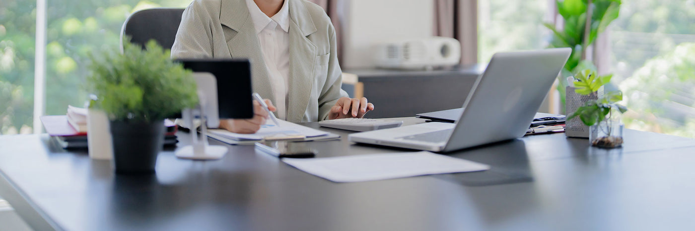 Hero banner for TechForGood’s Compliance Consultation page, showing laptop workspace and certification logos: B Corporation, Social Traders, and NetNada Carbon Neutral