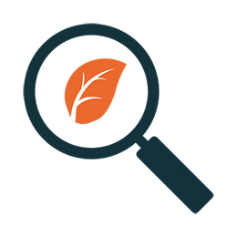 Magnifying glass icon with a leaf