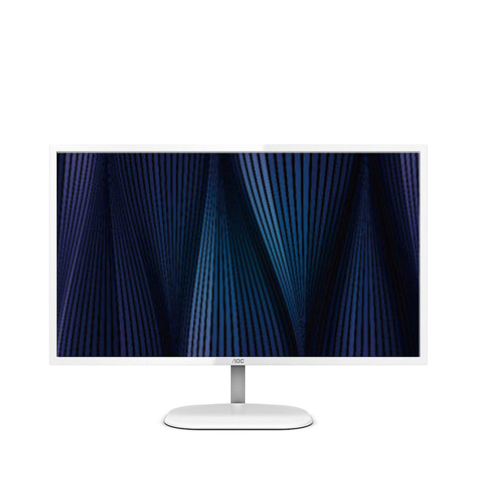 AOC business monitor with adjustable stand, showing an ergonomic workstation setup for improved comfort and productivity.