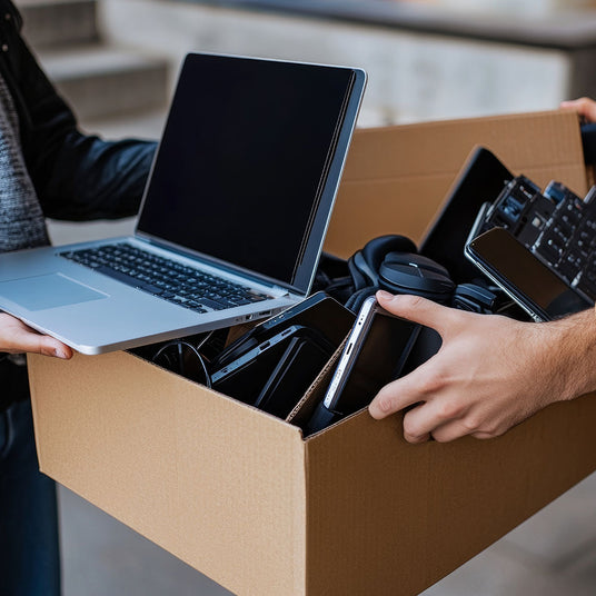 Retired laptops and devices collected for Recover-E IT asset disposal and circular IT recycling