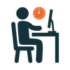 Icon of a person seated at a desk representing TechForGood’s Priority Jobseeker pathways and inclusive employment model.