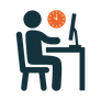 Icon of a person seated at a desk representing TechForGood’s Priority Jobseeker pathways and inclusive employment model.