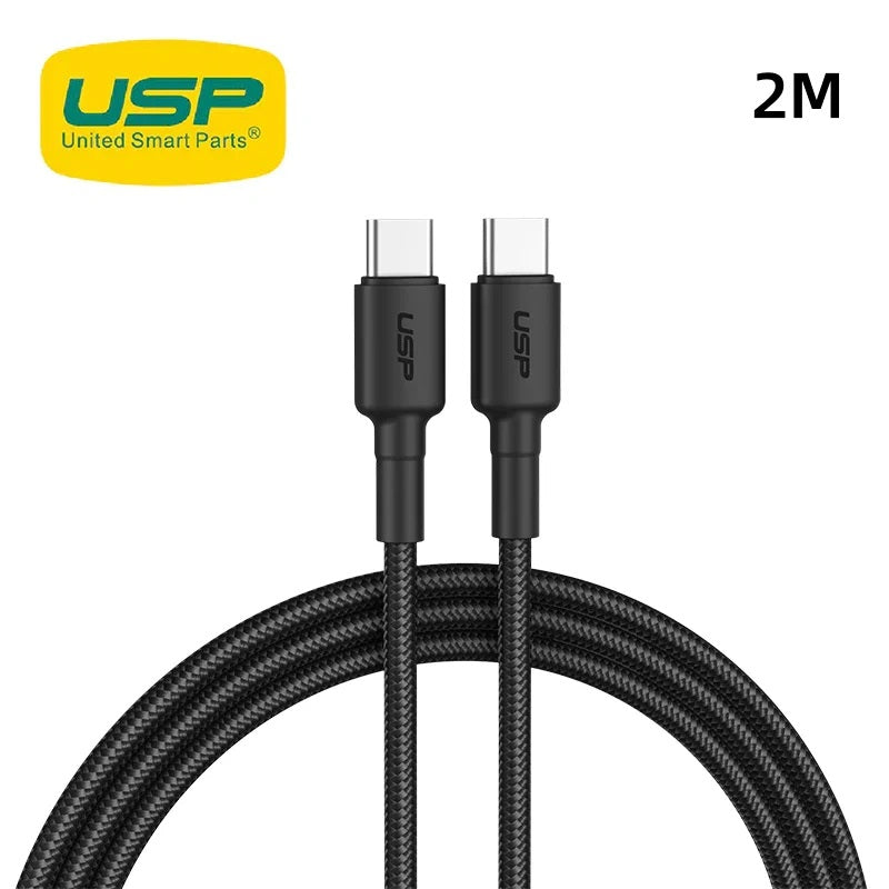 USP BoostUp Braided USB-C to USB-C Cable (2M) Black