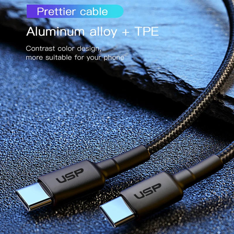 USP BoostUp Braided USB-C to USB-C Cable (2M) Black