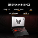 ASUS TUF Gaming A16 FA608UHI-TU124W Laptop – AMD Ryzen 7 260 / 16GB DDR5 / 512GB SSD / NVIDIA GeForce RTX 5050 – Sustainable Business Laptop