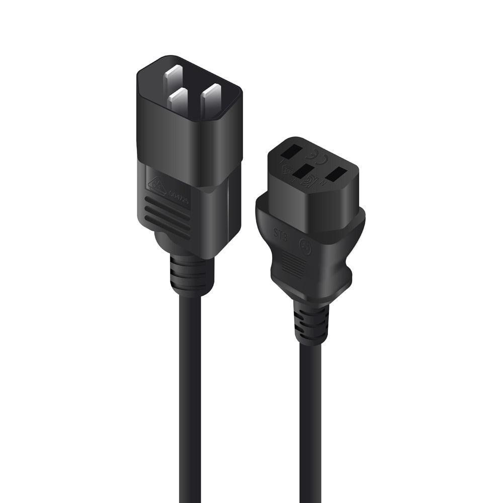 ALOGIC 2m IEC C13 to IEC C14 Computer Power Extension Cord - Male to Female - Black (MF-C13C14-02)