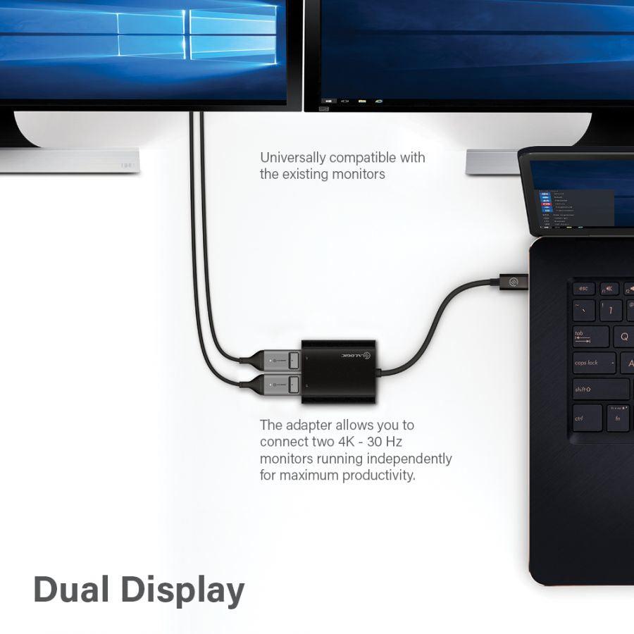 ALOGIC USB-C to Dual DisplayPort Adapter - 4K - 30 Hz (UC2DP-ADP)