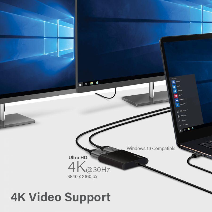 ALOGIC USB-C to Dual DisplayPort Adapter - 4K - 30 Hz (UC2DP-ADP)