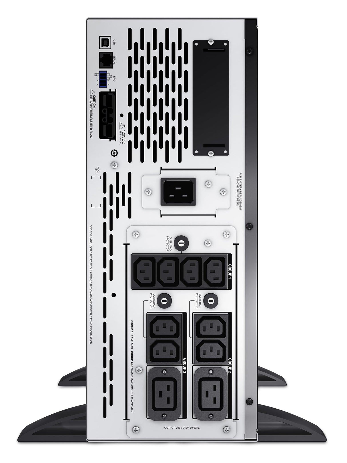 APC 230 V | 1.98 KW | 2.2 kVA | 50|60 Hz | RJ-45 | SmartSlot | USB | 178 x 483 x 432 mm | 38.56 kg (SMX2200HVNC)