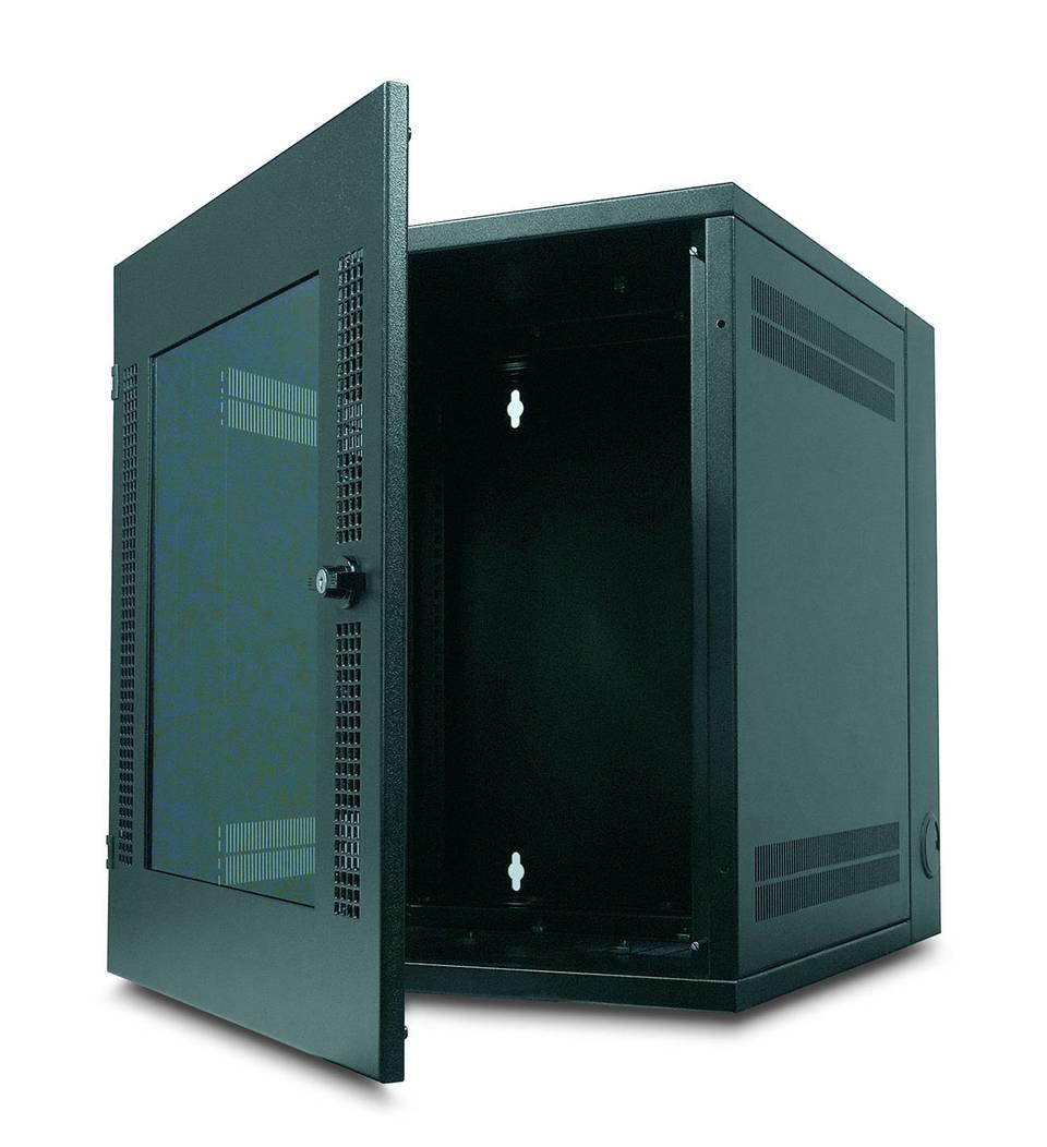 APC NetShelter WX 13U w|Threaded Hole Vertical Mounting Rail Glass Front Door Black (AR100)