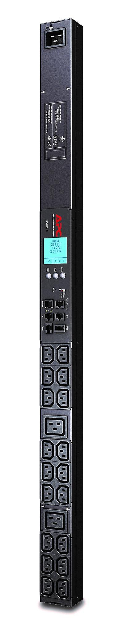 APC Rack PDU 2G | Metered | ZeroU | 20A|208V | 16A|230V | (18) C13 & (2) C19 (AP8858)