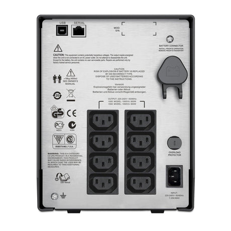 APC Smart-UPS C 1000VA - LCD | 230 V | 600 W | 5% THD | 8 x C13 | USB | 455 J | 17.27 kg (SMC1000I)