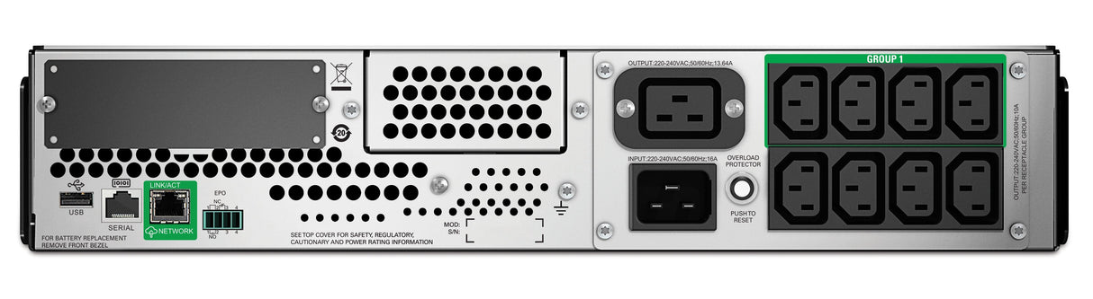 APC Smart-UPS | Line Interactive | 2200VA | Rackmount 2U | 230V | 8x IEC C13+2x IEC C19 outlets | SmartConnect Port+SmartSlot | AVR | LCD (SMT2200RMI2UC)
