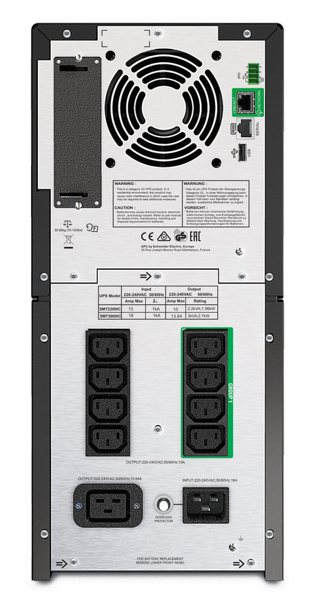 APC Smart-UPS | Line Interactive | 2200VA | Tower | 230V | 8x IEC C13+2x IEC C19 outlets | SmartConnect Port+SmartSlot | AVR | LCD (SMT2200IC)