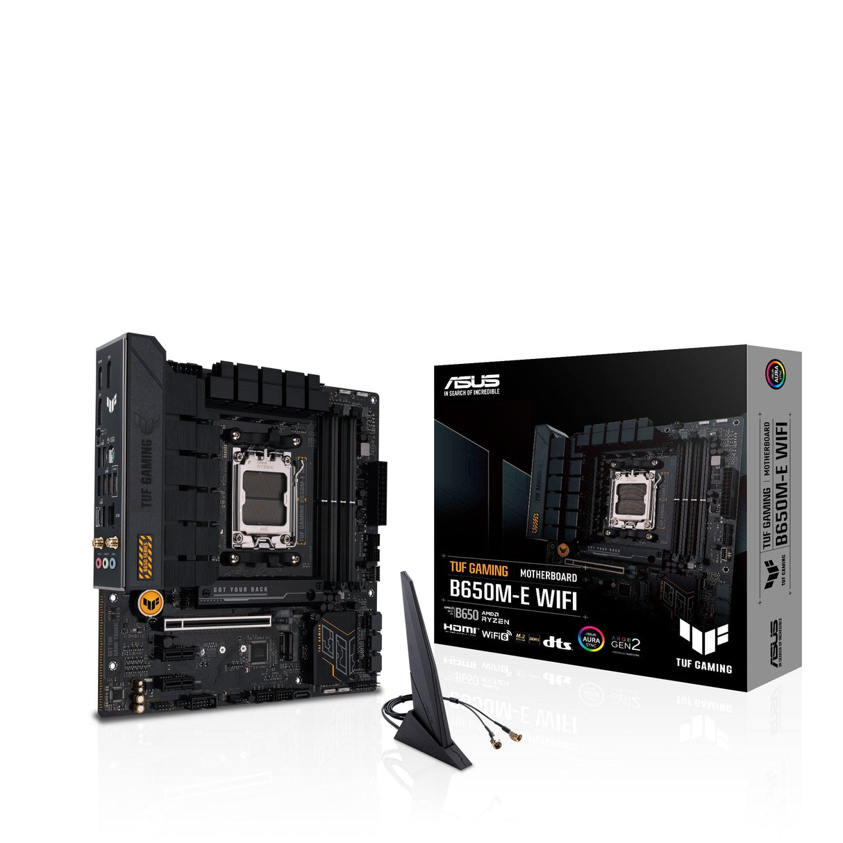 ASUS AMD B650 | AM5 | 4 x DIMM DDR5 | 802.11 a|b|g|n|ac|ax | Bluetooth 5.2 | 256 Mb Flash ROM | UEFI AMI BIOS | micro-ATX (TUF GAMING B650M-E WIFI)