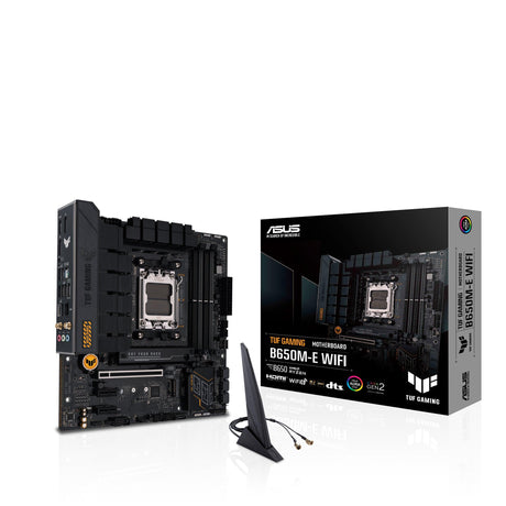 ASUS AMD B650 | AM5 | 4 x DIMM DDR5 | 802.11 a|b|g|n|ac|ax | Bluetooth 5.2 | 256 Mb Flash ROM | UEFI AMI BIOS | micro-ATX (TUF GAMING B650M-E WIFI)