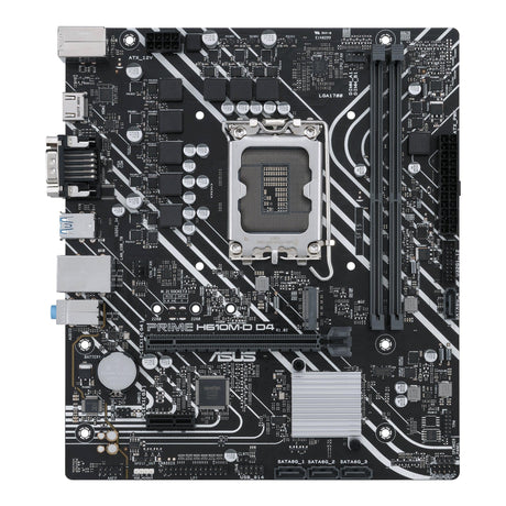 ASUS Intel H610 | 2 x DIMM | Max. 64GB | DDR4 | Realtek 1Gb Ethernet | 128 Mb Flash ROM | UEFI AMI BIOS | mATX (PRIME H610M-D D4-CSM)