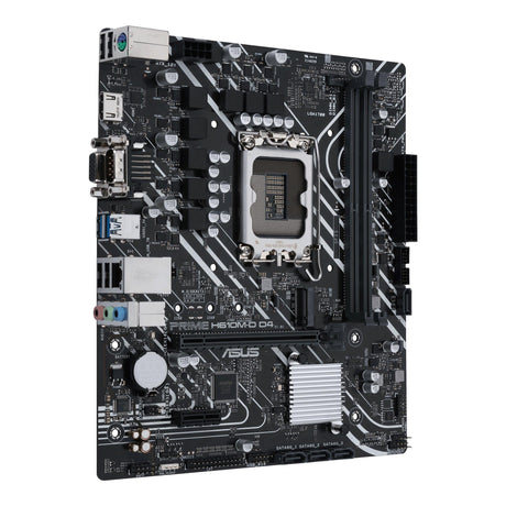 ASUS Intel H610 | 2 x DIMM | Max. 64GB | DDR4 | Realtek 1Gb Ethernet | 128 Mb Flash ROM | UEFI AMI BIOS | mATX (PRIME H610M-D D4-CSM)