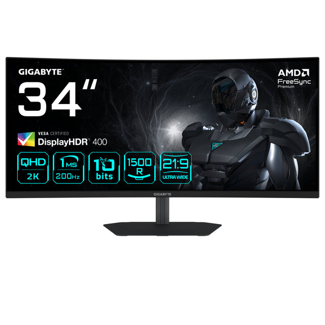 GIGABYTE G34WQC2 Monitor – 34" / QHD / VA / 200Hz – Gaming Monitor