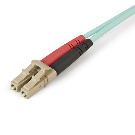 STARTECH Aqua OM4 Duplex Multimode Fiber | 1m | 3 ft | 100 Gb | 50|125 | OM4 Fiber | LC to LC Fiber Patch Cable (450FBLCLC1)