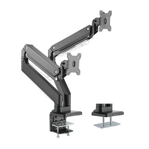 Brateck Dual Monitors Aluminum Heavy-Duty Gas Spring Monitor Arm Fit Most 17‘-35’ Monitors Up to 15kg per screen VESA 75x75/100x100