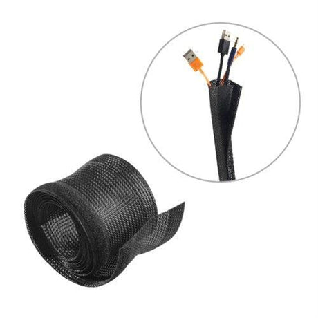 Brateck Flexible Cable Wrap Sleeve with Hook and Loop Fastener (135mm/5.3' Width) Material Polyester Dimensions 1000x135mm - Black