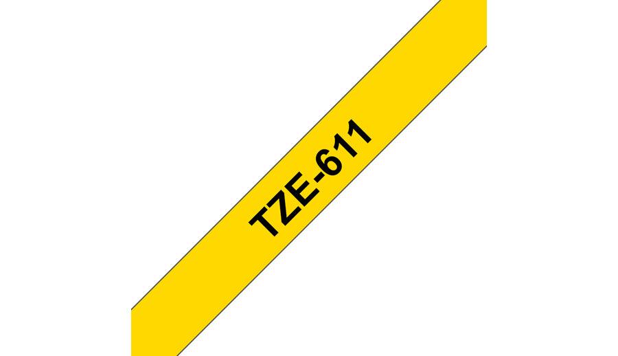 BROTHER 6mm Black on Yellow Laminated Tape | 8m (TZE-611)