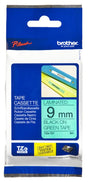 BROTHER 9mm Black on Green Laminated Tape - 8m (TZE-721)