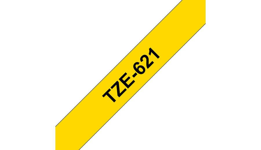 BROTHER 9mm Black on Yellow Laminated Tape - 8m (TZE-621)