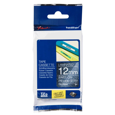 BROTHER Brother TZe-PR935 White on Premium Silver Labelling Tape | 12mm wide (TZE-PR935)
