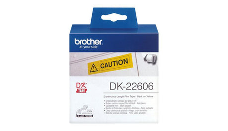 BROTHER Durable Continuous Film Tape - Wide - Black Print on Yellow - 62mm x 15.24m (DK-22606)
