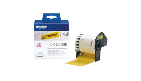 BROTHER Durable Continuous Film Tape - Wide - Black Print on Yellow - 62mm x 15.24m (DK-22606)