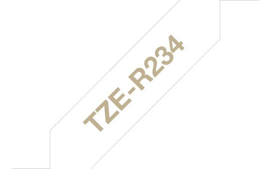 BROTHER Genuine Brother TZe-R234 Ribbon Tape Cassette | Gold on White | 12mm wide (TZE-R234)