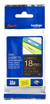 BROTHER Gold on black Laminated tape 18mm x 8m (TZE-344)