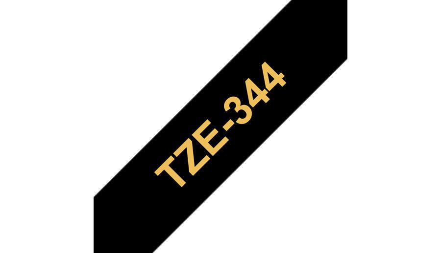 BROTHER Gold on black Laminated tape 18mm x 8m (TZE-344)