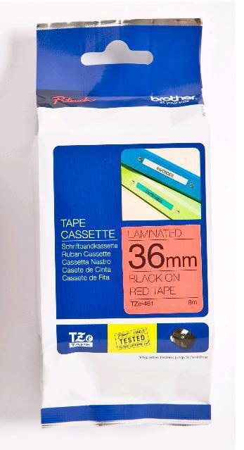 BROTHER TZe-461 - 36 mm black on red tape | 8m (TZE-461)