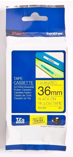 BROTHER TZe-661 - 36 mm black on yellow tape | 8m (TZE-661)