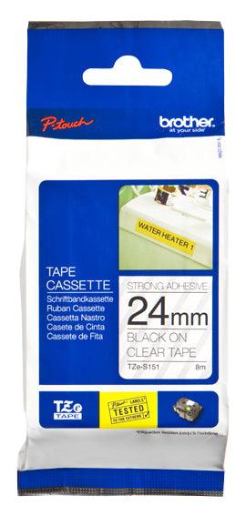 BROTHER TZe-S151 - 24 mm black on clear tape | 8m (TZE-S151)