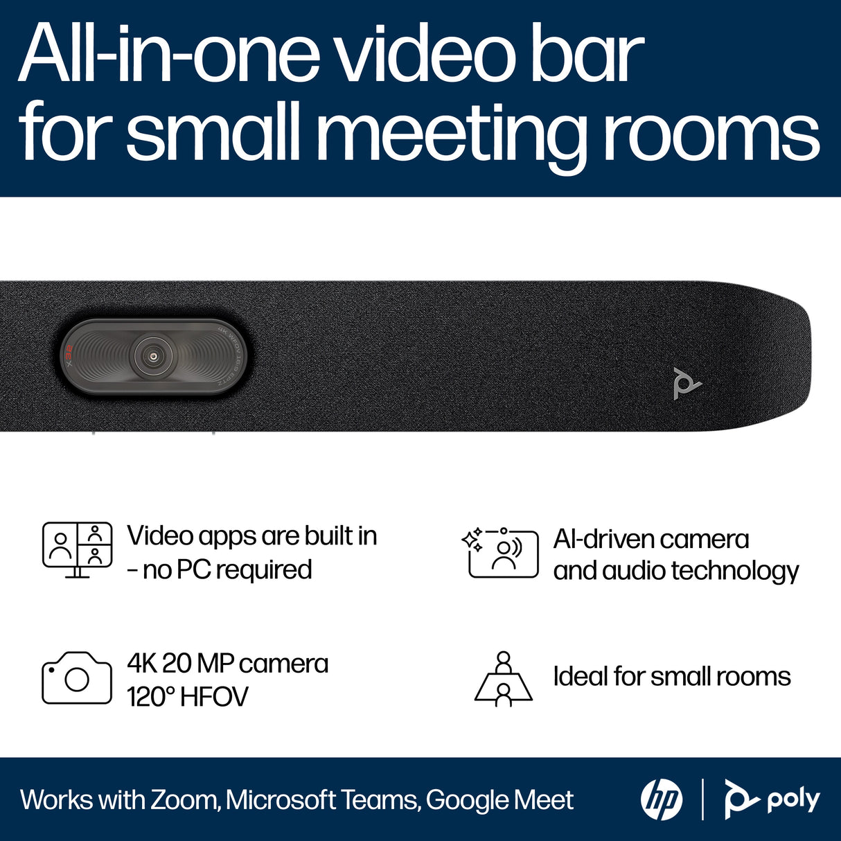 POLY Studio X32 All-In-One No Power Supply Video Conferencing System