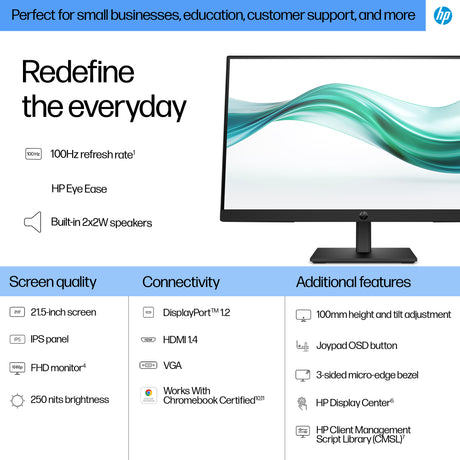 HP B0BN7UT Monitor – 21.5" / Full HD / IPS / 100Hz – Business Monitor