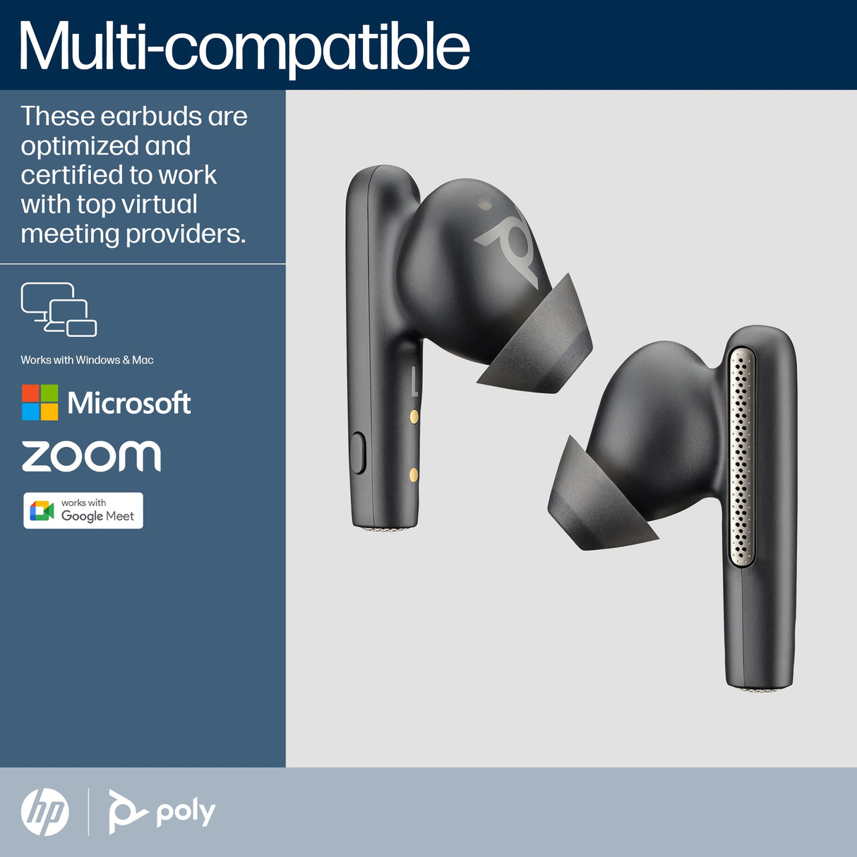 POLY Voyager Free 60 UC Carbon BT700 USB-A Touchscreen Charge Case Headset