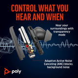 POLY Voyager Free 60 UC Carbon BT700 USB-A Touchscreen Charge Case Headset