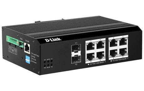 D-LINK 10-Port Gigabit Industrial Smart Managed PoE+ Switch with 8 PoE ports and 2 SFP ports (DIS-F200G-10PS-E)