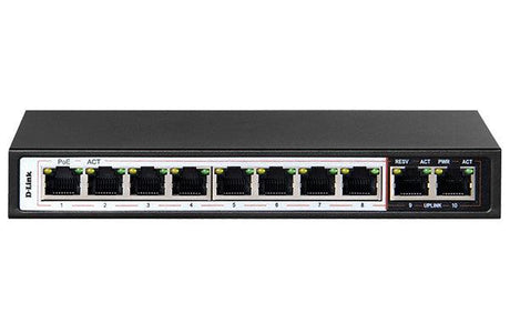 D-LINK 10-Port PoE Switch with 8 Long Reach 250m PoE Ports and 2 Uplink Ports (DES-F1010P-E)